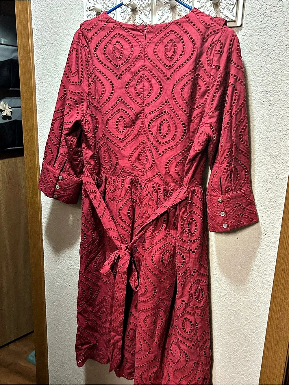 Roolee Roolee Mom Red Eyelet Ruffle Dress, Red, Medium - Picture 12 of 12